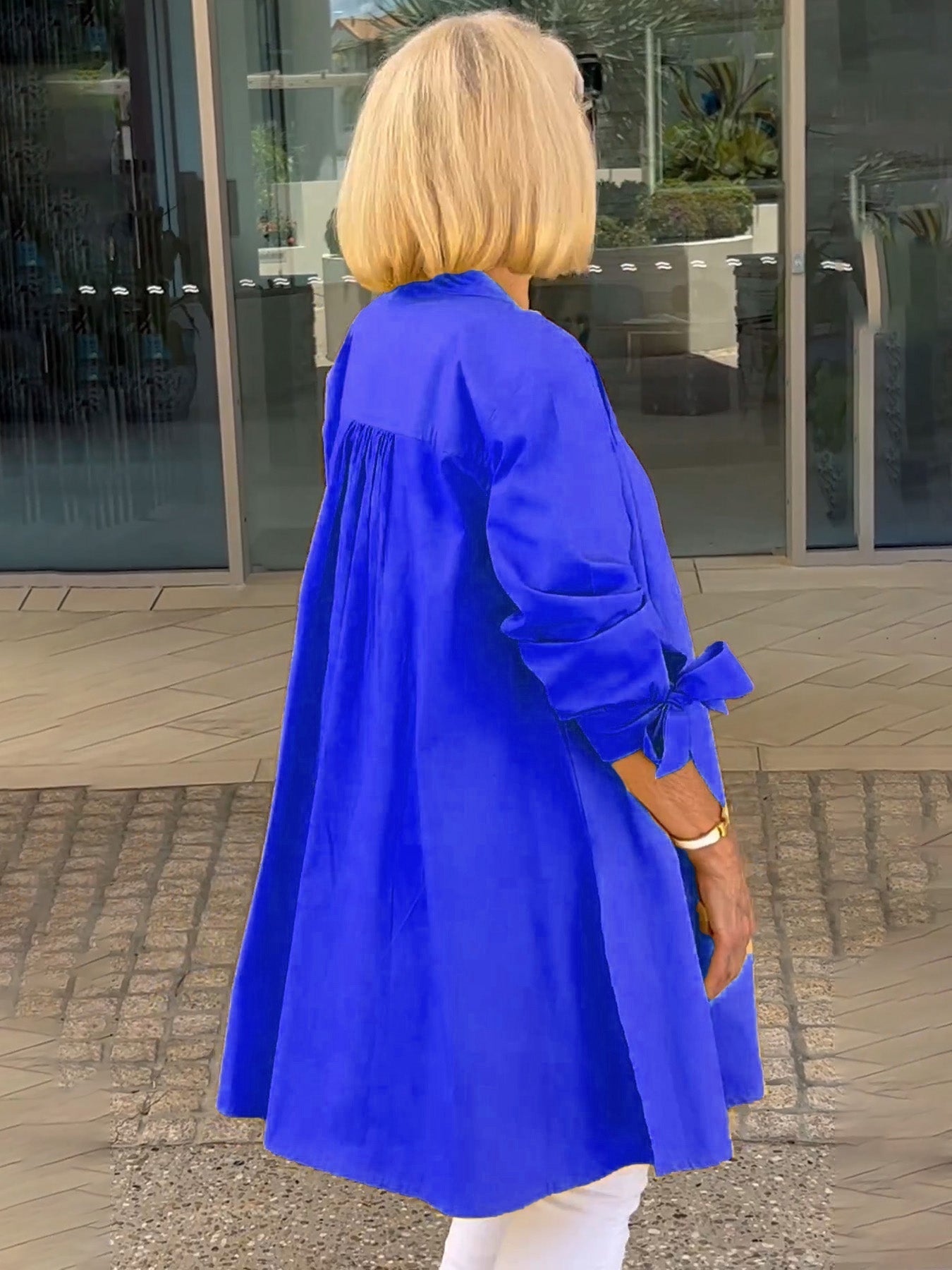 🌸Dlouhé jednobarevné bavlněné bundy pro ženy-TAB