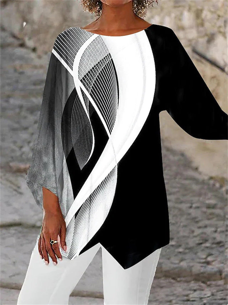 [S-5XL]Nové tričko s dlouhým rukávem a kulatým výstřihem s potiskem 2025