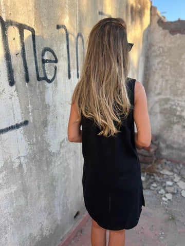 Dámské jednobarevné šaty z bavlny a lnu