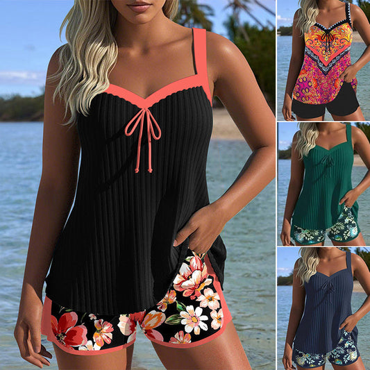 【S-3XL】👙Souprava z potištěného vrchního dílu plavek a kraťasů