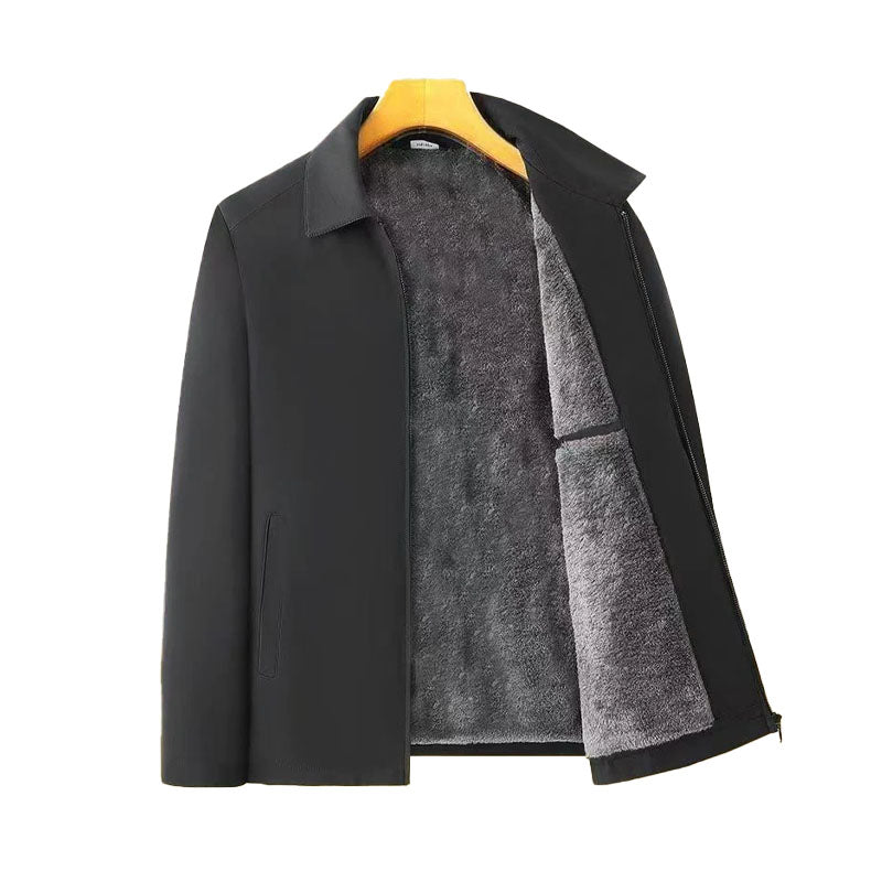 Pánská jednobarevná teplá bunda na zip –💪Odolná proti zmačkání, větru, dešti a sněhu!