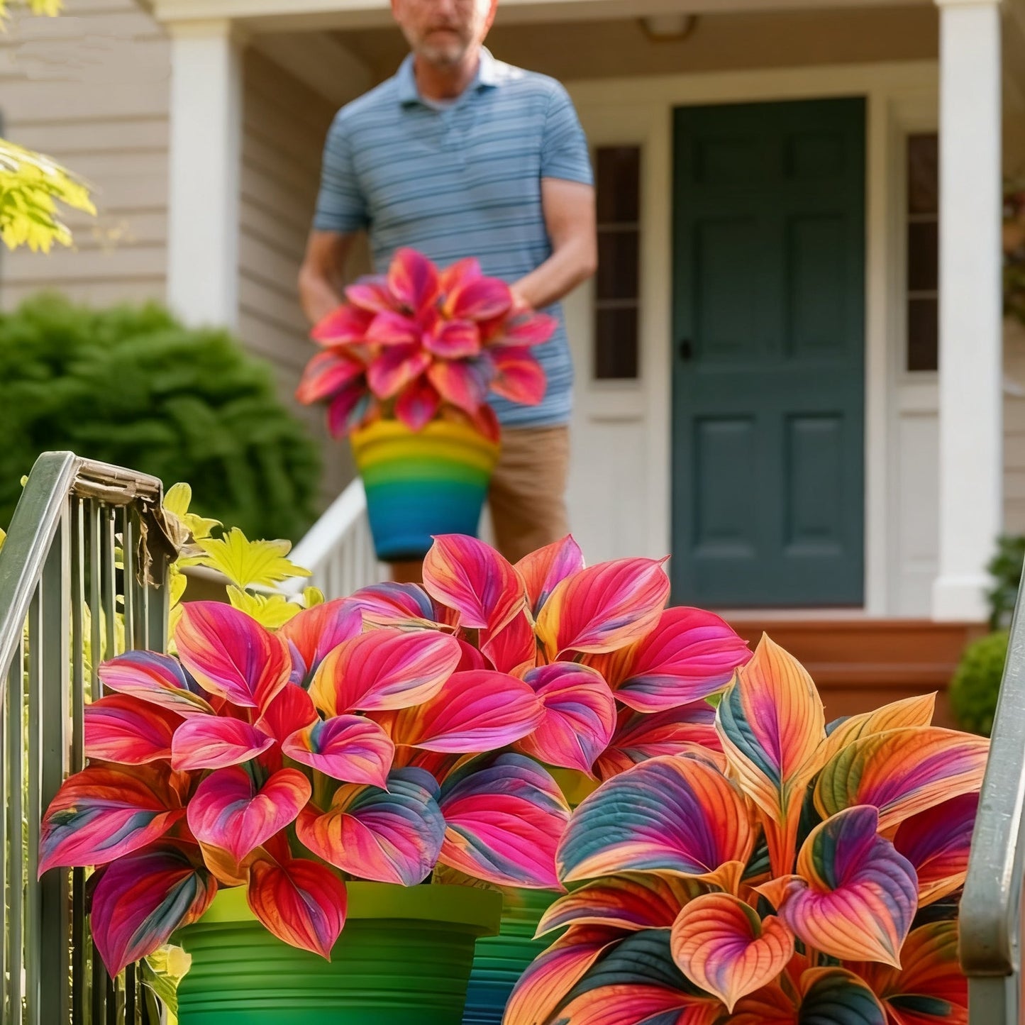 🌈🔥 Limitovaná edice host s duhovým plamenem - vzácné vícebarevné listy, exkluzivně v našem obchodě 🌸