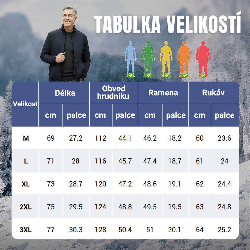 Pánská jednobarevná teplá bunda na zip –💪Odolná proti zmačkání, větru, dešti a sněhu!