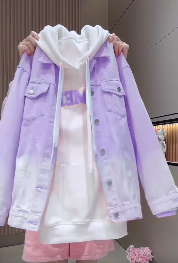 🎨Dámská pohodlná mikina s kapucí Gradient Denim Jacket