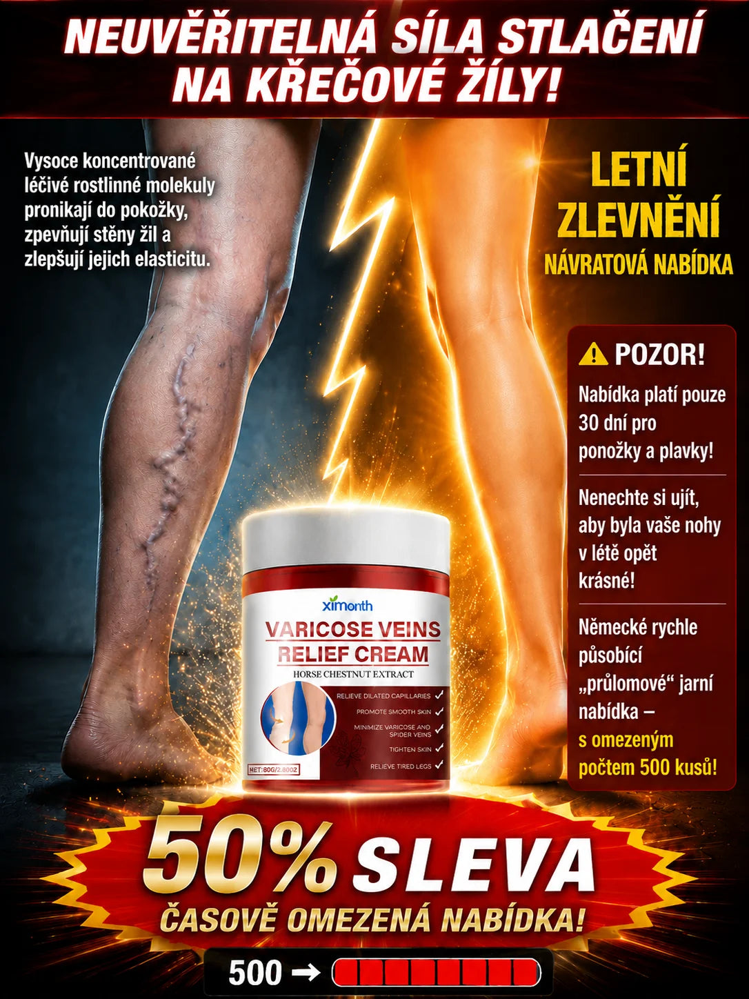 Zklidňující krém na nohy s křečovými žilami