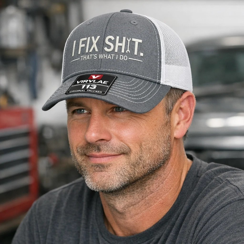 🛠️ Kšiltovka I Fix Shit Trucker – Vtipná čepice mechanika a opraváře