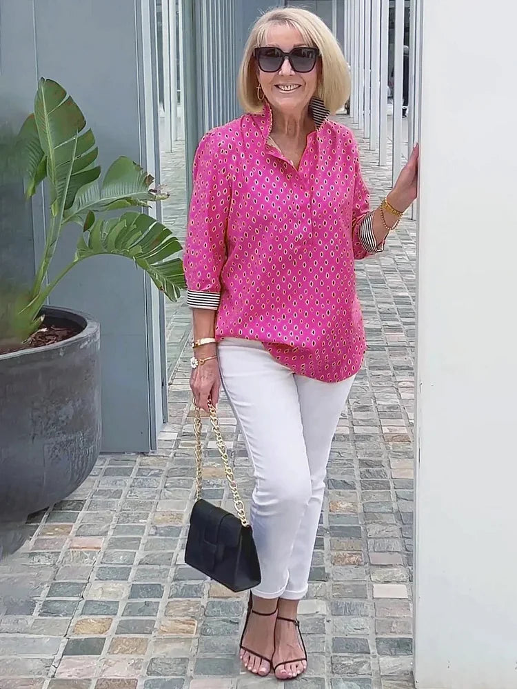 🌈2025 Košile se stojatým límečkem a 3/4 rukávem