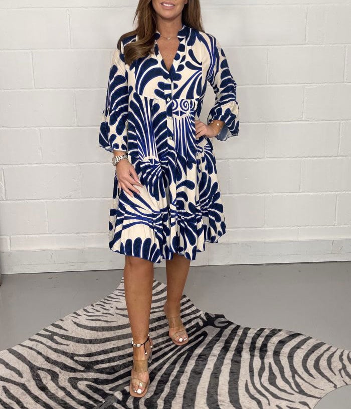 🥻 Letní šaty pro ženy, letní módní šaty s potiskem listů větší velikosti