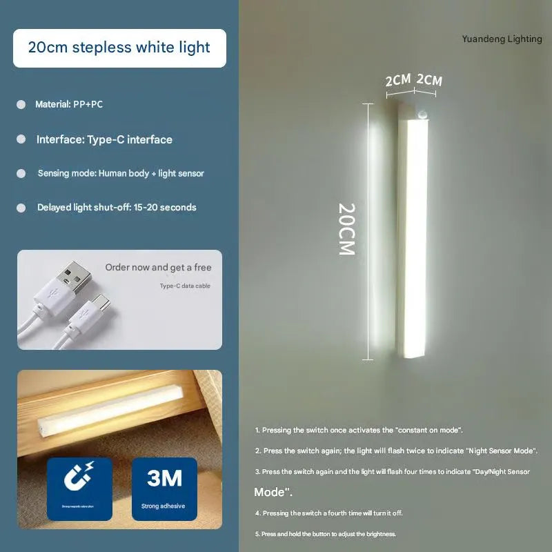 Bezdotyková, chytrá, magnetická, dobíjecí LED světla
