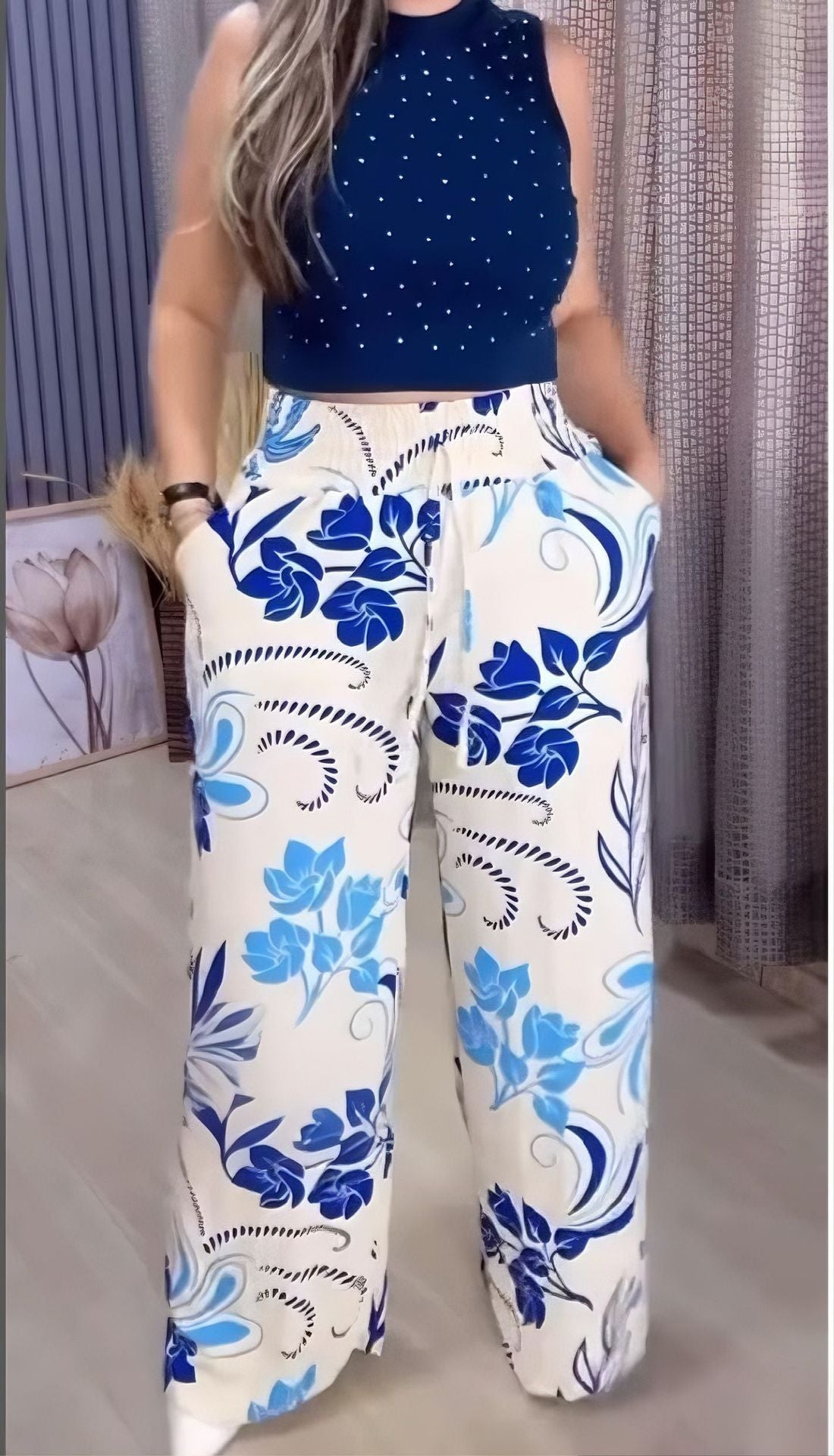 Letní kalhoty s širokými nohavicemi s potiskem pro rok 2025