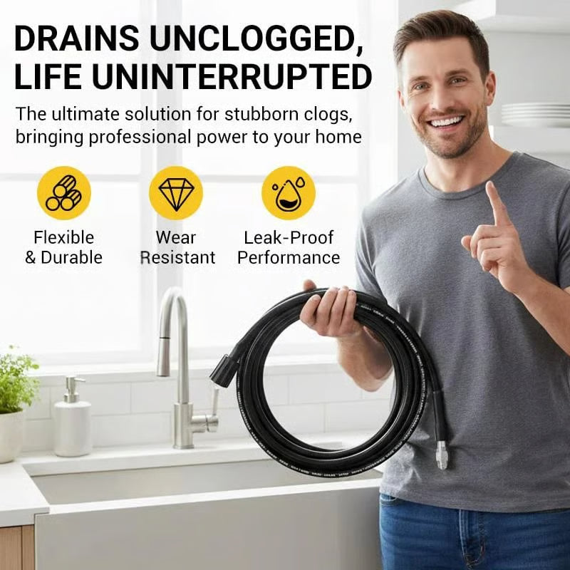 💧 Třívrstvá hadice odolná proti zlomení – PVC a nerezová ocel. Univerzální konektor, snadná instalace. Ideální pro intenzivní čištění! 🚿🔧