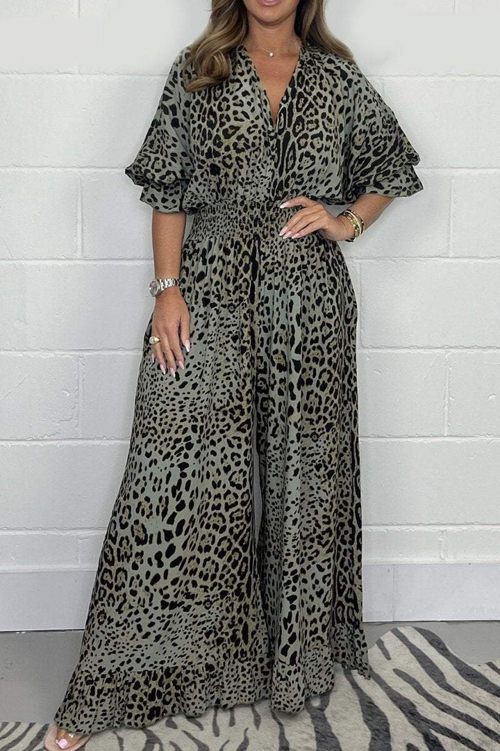 🔥🐆Akce Last Day👗Leopardí volný overal s leopardím vzorem
