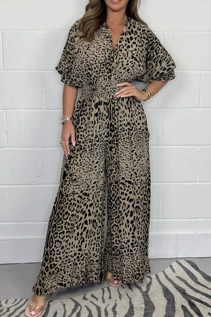 🔥🐆Akce Last Day👗Leopardí volný overal s leopardím vzorem