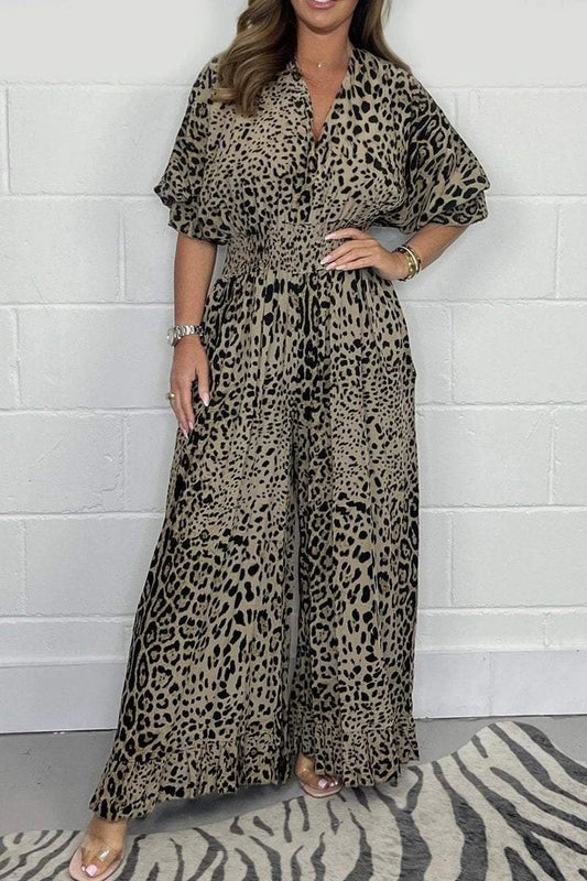 🔥🐆Akce Last Day👗Leopardí volný overal s leopardím vzorem