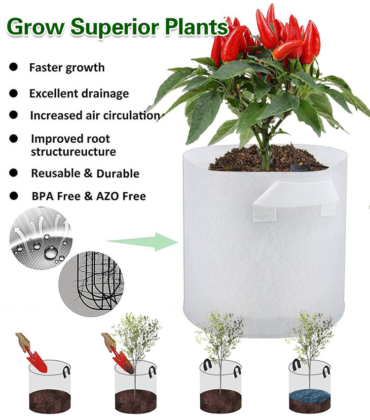 【10ks】🌱 3/4/5/7/10 galonů sáčky na pěstování zeleniny/květin/rostlin, silné netkané sáčky na pěstování