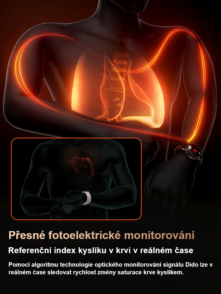 Ocelový náramek Watch4 Pro hodinky na měření hladiny cukru v krvi