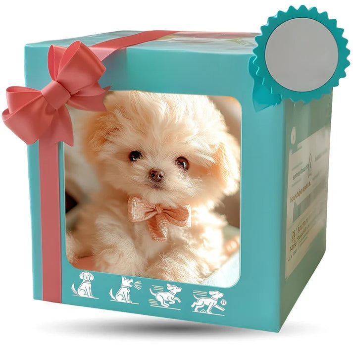 Krátká plyšová panenka s robotickým štěnětem