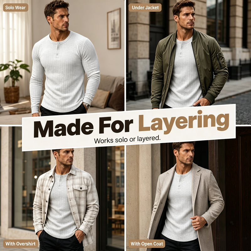 🍁Získejte svou novou podzimní módu - pánská slim fit košile Henley