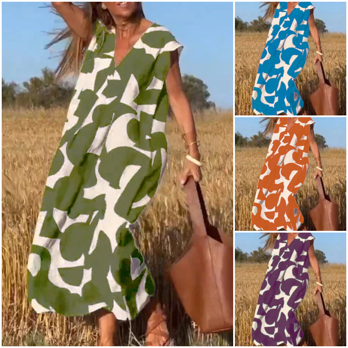 💕Šaty s potištěným výstřihem do V bez rukávů