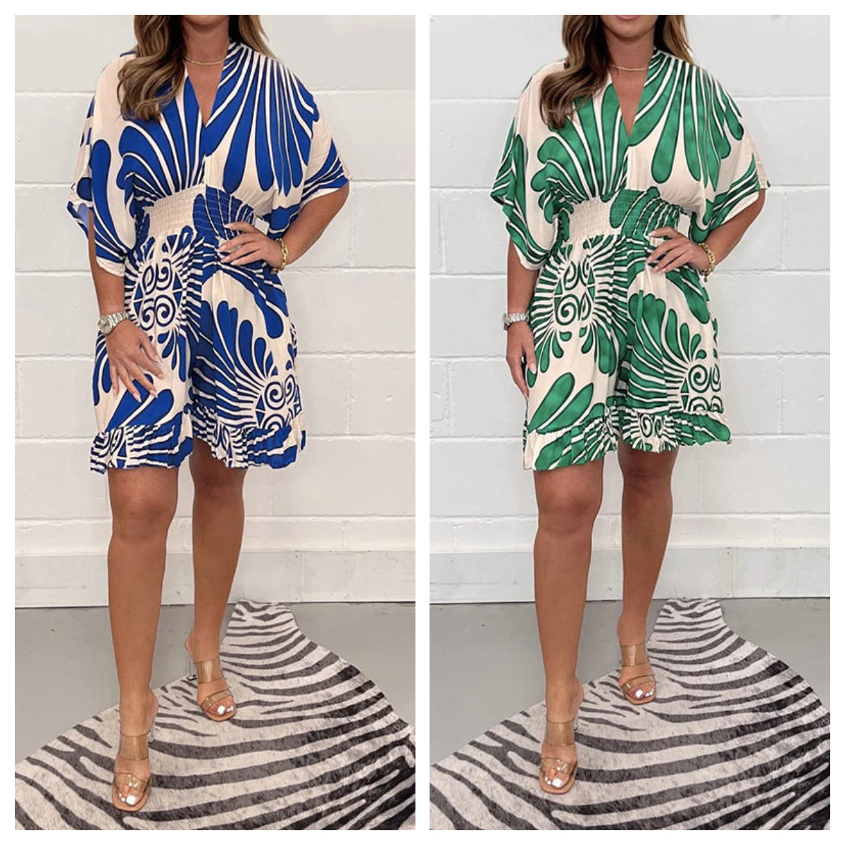 🔥Nové bestsellery 🔥Dámský krátký overal s rostlinným potiskem-TAB