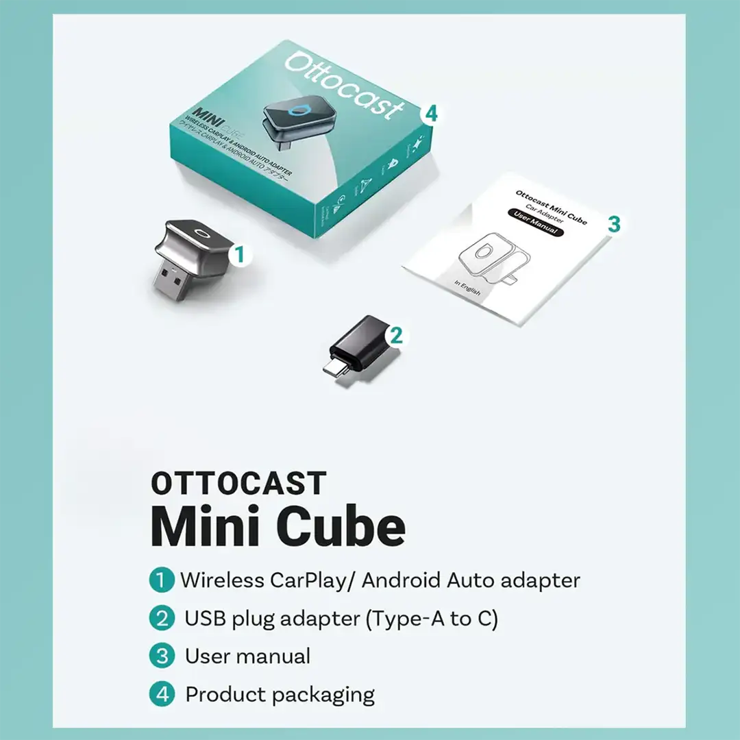 Bezdrátový adaptér Ottocast Mini 3.0 Ultra Cube CarPlay pro Android Auto