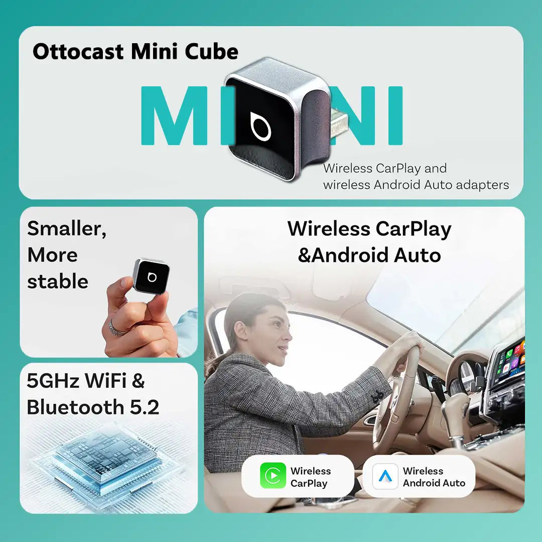 Bezdrátový adaptér Ottocast Mini 3.0 Ultra Cube CarPlay pro Android Auto