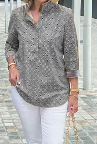 🌈2025 Košile se stojatým límečkem a 3/4 rukávem