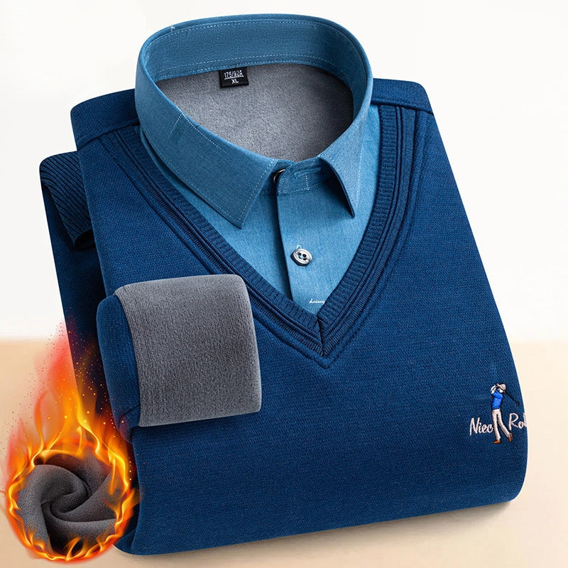 🔥Pánský zateplený svetr s dvojitou fleecovou podšívkou