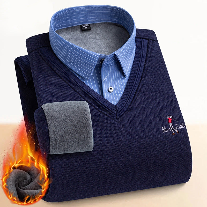 🔥Pánský zateplený svetr s dvojitou fleecovou podšívkou