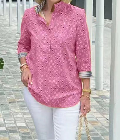 🌈2025 Košile se stojatým límečkem a 3/4 rukávem