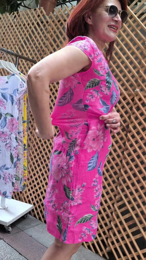 👗 Šaty s potiskem, širokými rukávy a kulatým výstřihem