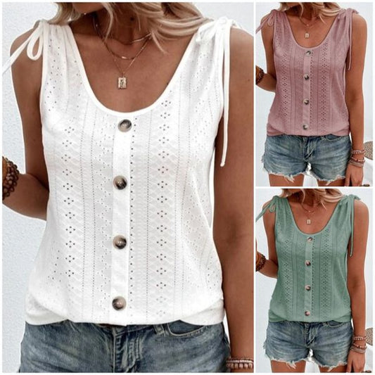 Neformální jednobarevná vesta volného střihu s výstřihem