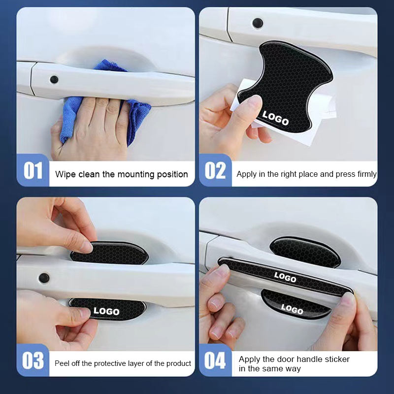 Samolepka na kliku dveří auta (výplň dveří + protikolizní lišta / sada 8 ks)