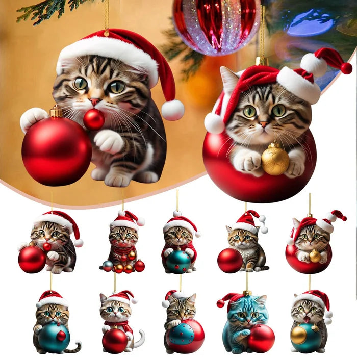 🎄10 kusů 😻Kočičí ozdoby na vánoční stromeček✨ Závěsné kočičí ozdoby