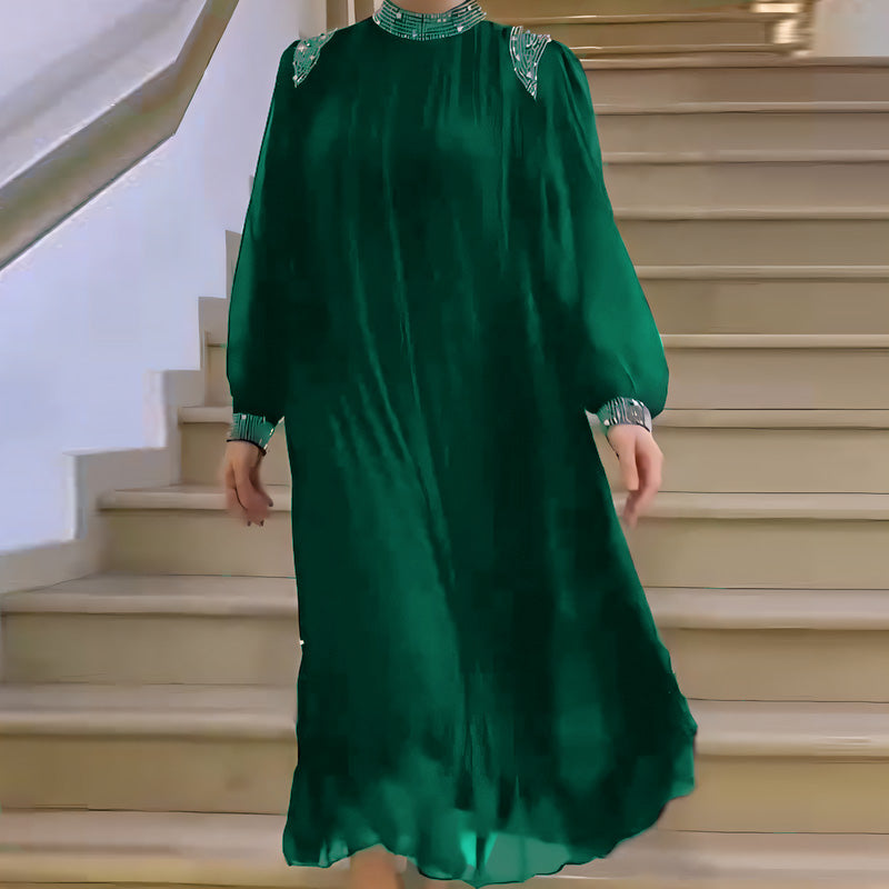 🌹Plisované maxi šaty s lesklými krystaly