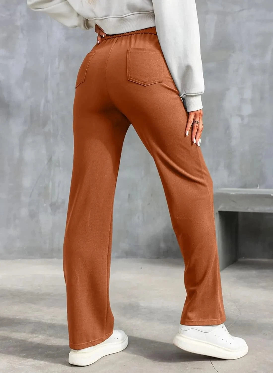 Elastické kalhoty pro volný čas s vysokým pasem