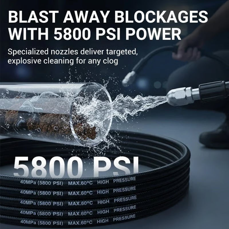 💧 Třívrstvá hadice odolná proti zlomení – PVC a nerezová ocel. Univerzální konektor, snadná instalace. Ideální pro intenzivní čištění! 🚿🔧
