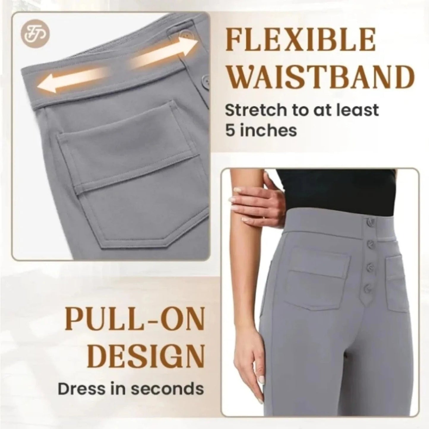 Elastické kalhoty pro volný čas s vysokým pasem