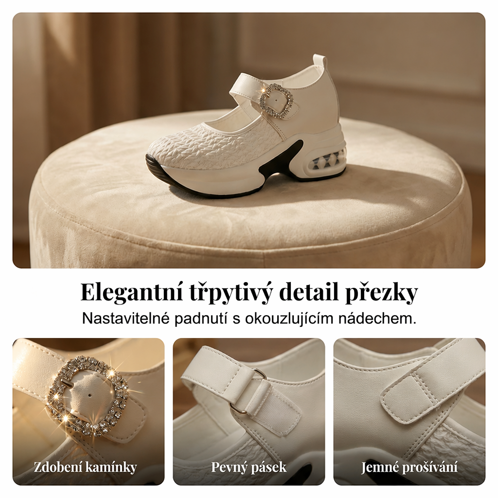 Získejte okamžité pohodlné zvýšení postavy – dámské platformové Mary Janes s prodyšným tkaným svrškem. Na dobírku! 👡