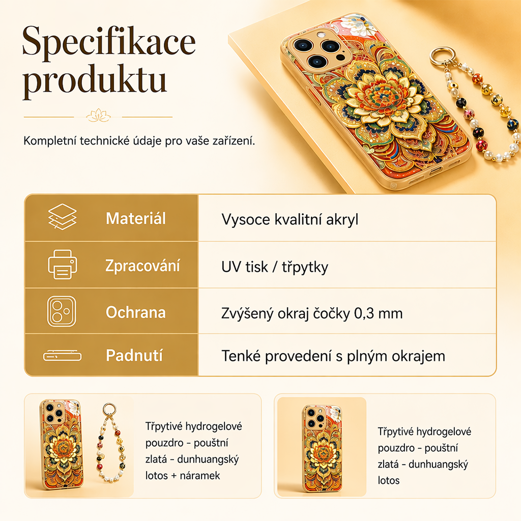 Ozdobte svůj telefon uměním Dunhuang – luxusní pouzdro na telefon s motivem lotosu a třpytivým povrchem. Na dobírku! 🌸