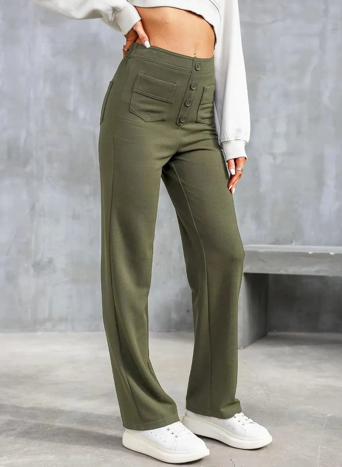 Elastické kalhoty pro volný čas s vysokým pasem