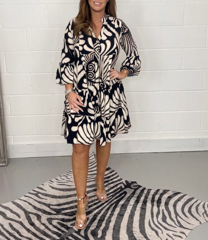 🥻 Letní šaty pro ženy, letní módní šaty s potiskem listů větší velikosti