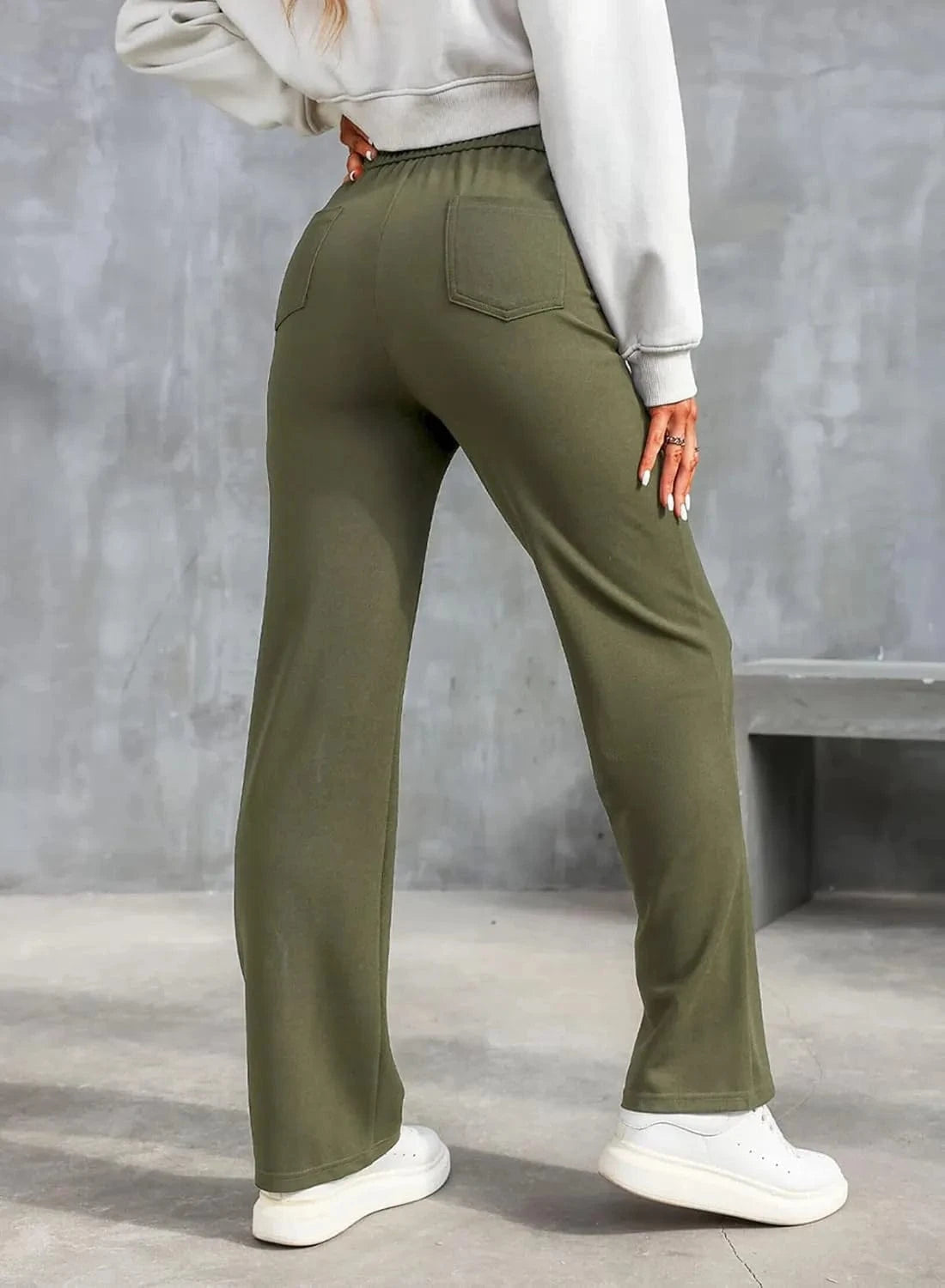 Elastické kalhoty pro volný čas s vysokým pasem