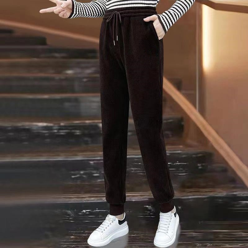 🔥Žhavý zimní výprodej🔥 Dámské teplé plyšové manšestrové kalhoty