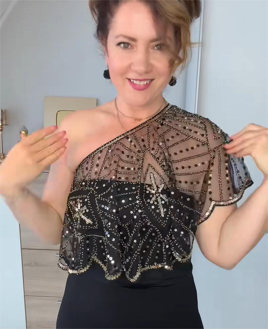 ⏳Časově omezená nabídka ⏰ Vintage krajkový šál s korálky