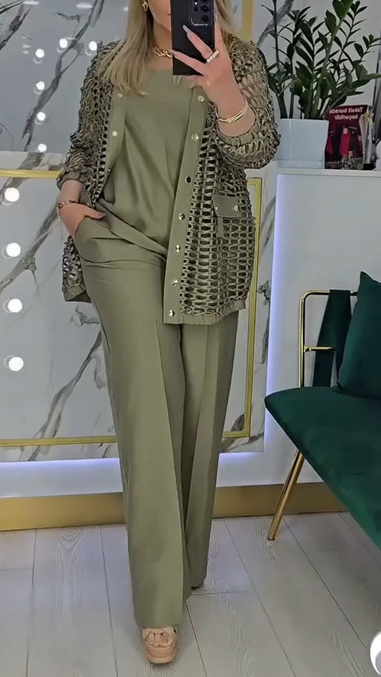 Dámský třídílný dutý oblek na dojíždění