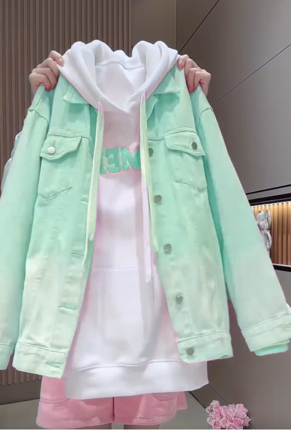 🎨Dámská pohodlná mikina s kapucí Gradient Denim Jacket