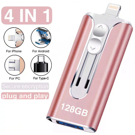 32~256GB Micro USB + 8pinový + USB 3.0 4 v 1 U-disk pro mobilní telefon a počítač