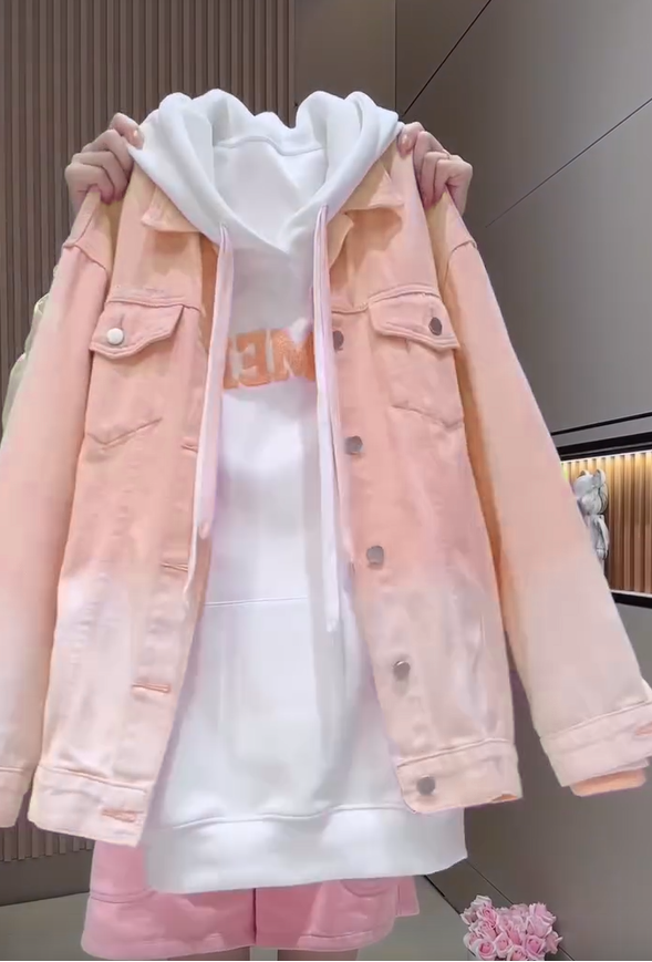 🎨Dámská pohodlná mikina s kapucí Gradient Denim Jacket