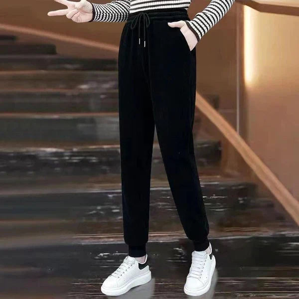 🔥Žhavý zimní výprodej🔥 Dámské teplé plyšové manšestrové kalhoty